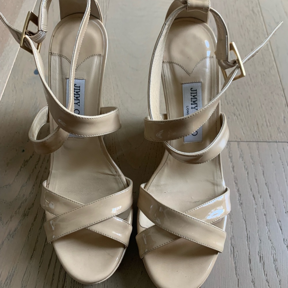 Jimmy Choo Lucia Patent Leather Nude Size 40
